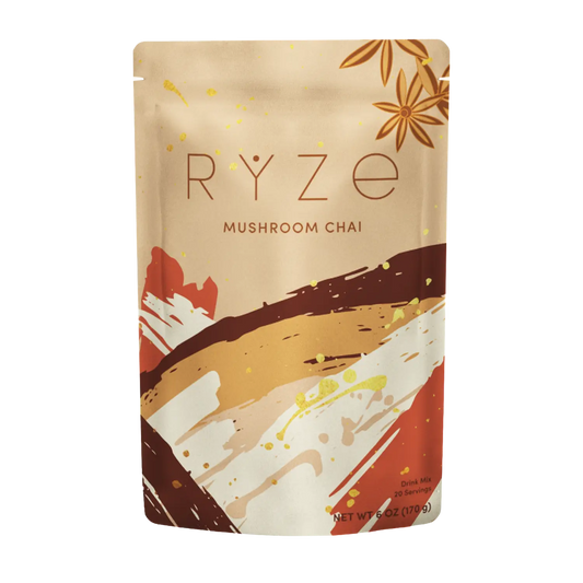 RYZE Mushroom Chai — Organic Instant Chai with Reishi & Organic Black Tea, 20 Servings