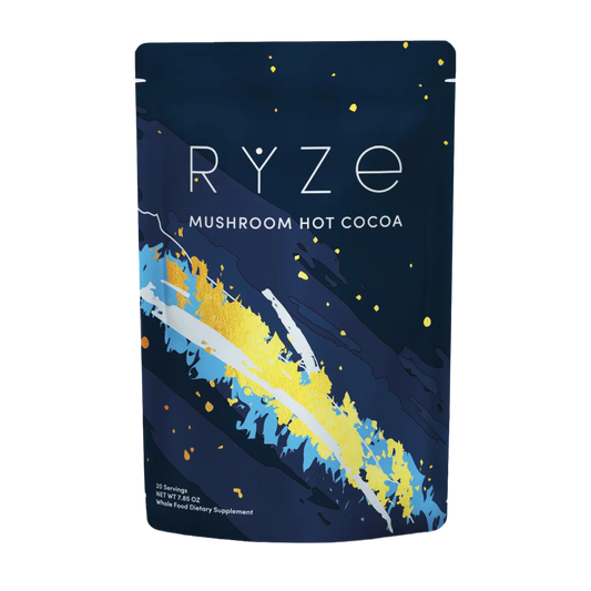RYZE Mushroom Hot Cocoa — Organic Instant Cocoa with L-Theanine & Melatonin, 20 Servings
