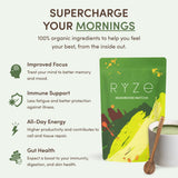 RYZE Mushroom Matcha — Organic Instant Matcha Latte with Lion's Mane & King Trumpet, 30 Servings